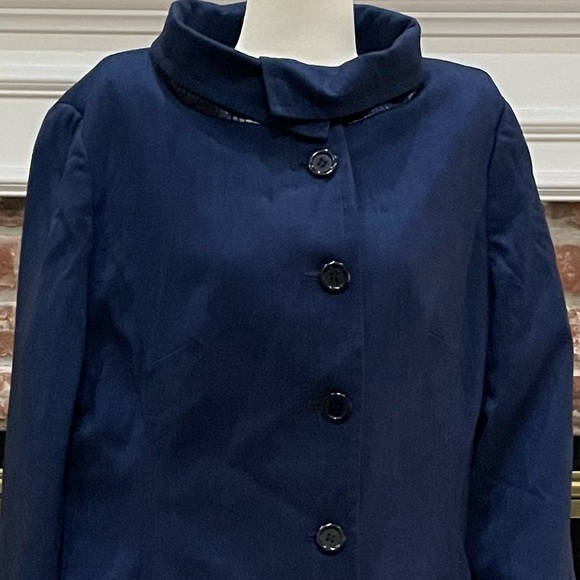Vintage Max New York blue coat w/ black croc-print collar / 12 / EUC - Picture 14 of 16